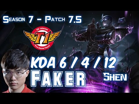 SKT T1 Faker SHEN vs GRAGAS Top - Patch 7.5 KR Ranked