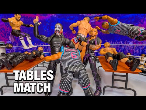 A-Town Down Under vs Hardy Boyz vs Judgment Day vs Street Profits - Tables Action Figure Match