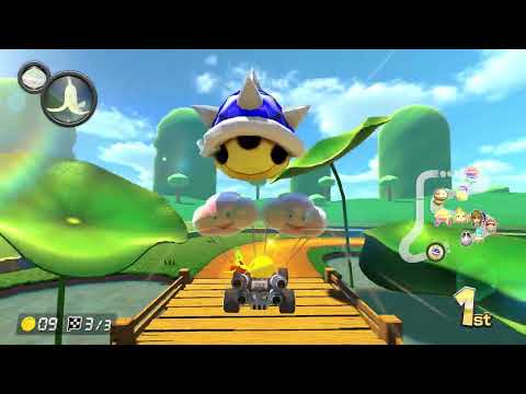 Pac - Man wins the Cloud Cup in Mario Kart 8 Deluxe