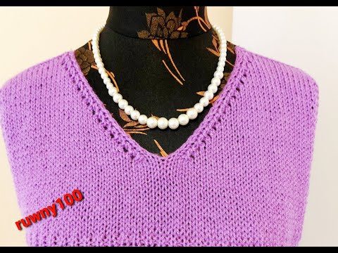919🌹🌷 Decorative and simple V-neck knitting for sweaters, tops, and tunics *Tutorial Handcraft