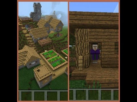 My MCPE Ideas - A village and a witch hut next to each other - Minecraft PE seed