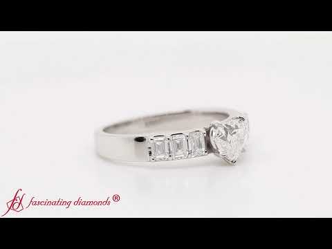 Emerald Accent Luxury Heart Shaped Diamond Ring In White Gold