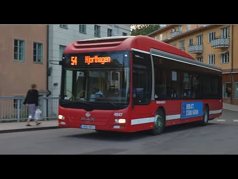 Sweden, Stockholm, bus 54 ride from Bergsundstrand to Polhemsgatan