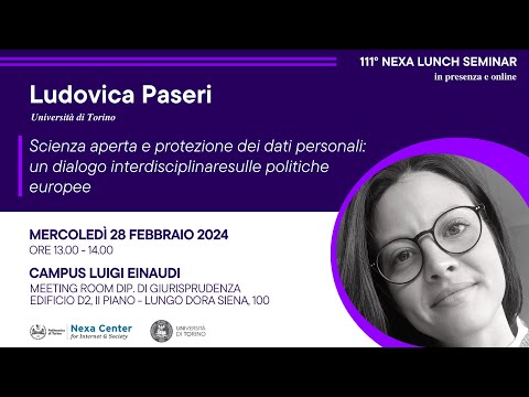 111° Nexa Lunch Seminar - Scienza aperta e protezione dei dati personali