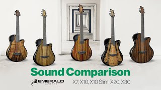 Video thumbnail for Emerald Guitars - Sound Comparison (X7, X10, X10 Slim, X20 & X30) by Emerald Guitars