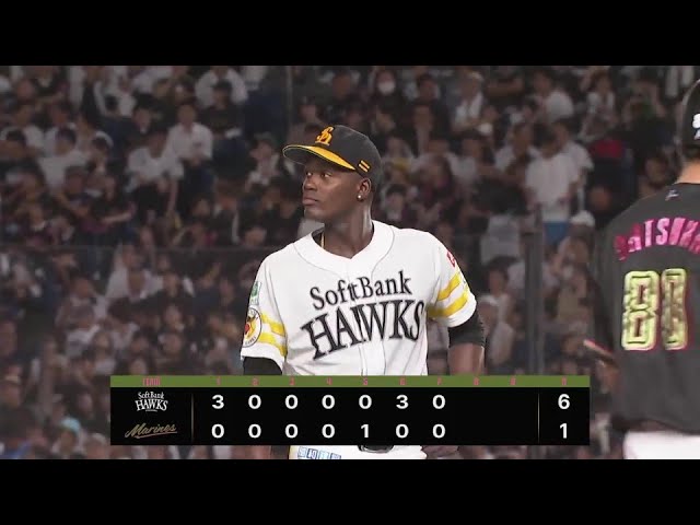 【7回裏】ホークス・モイネロ 7回7奪三振の好投で勝利投手の権利を得る!! 2024年8月6日 千葉ロッテマリーンズ 対 福岡ソフトバンクホークス