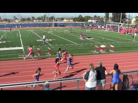 FSG 100m vs Fountain Valley & Newport Harbor 3-29-17 - Los Alamitos Girls