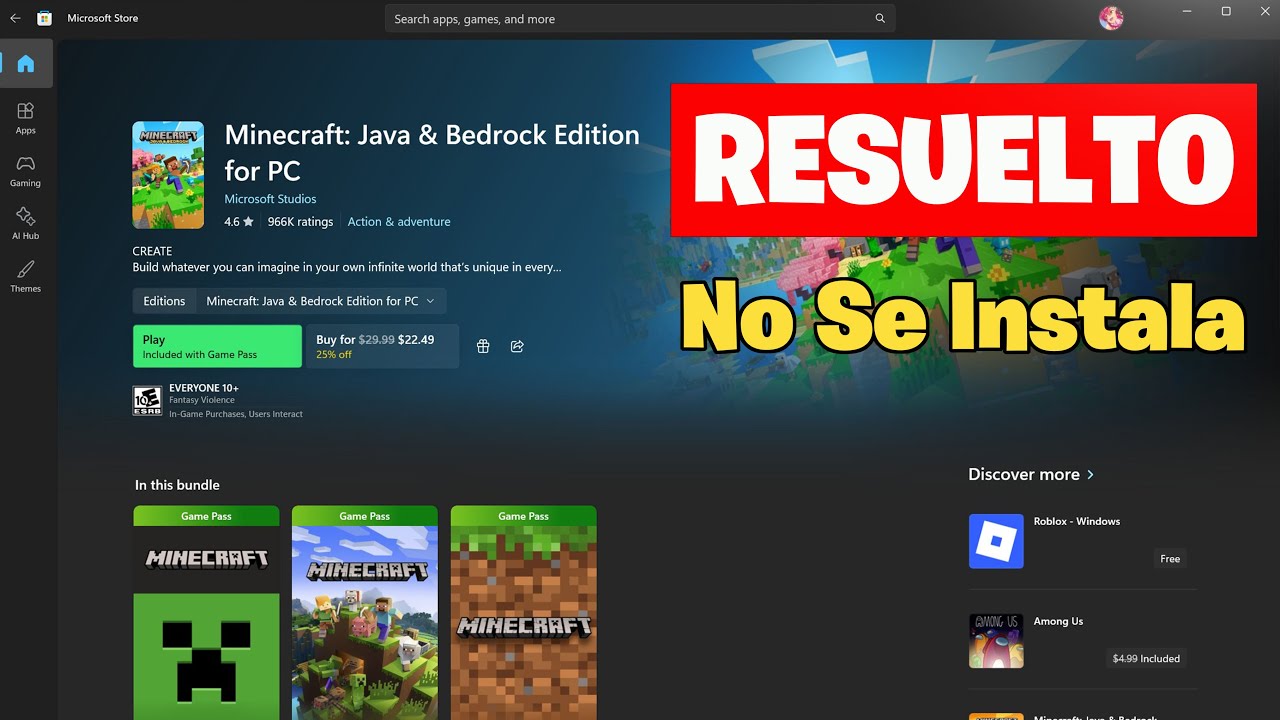 Minecraft Java y Bedrock Edition para PC No Se Instala o No Se Actualiza Solución 🎮