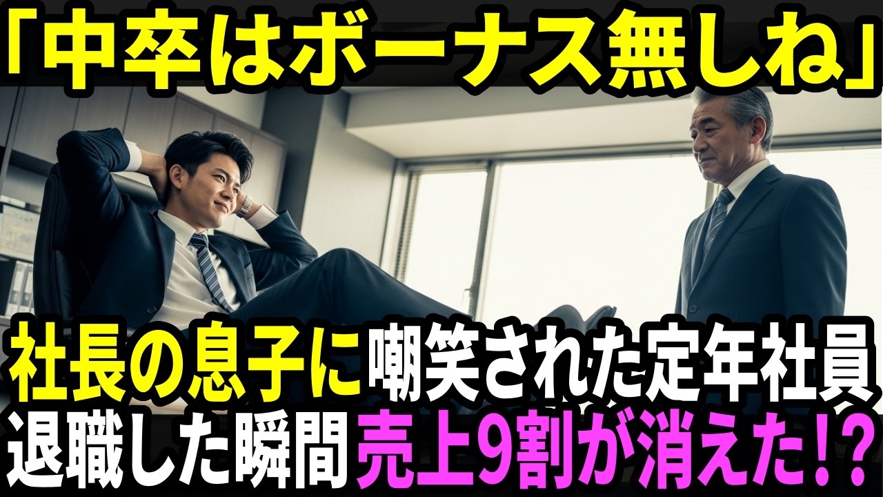 「中卒はボーナス無しね」社長の息子が定年社員を嘲笑→退職した瞬間、会社の売上9割が消えた理由とは