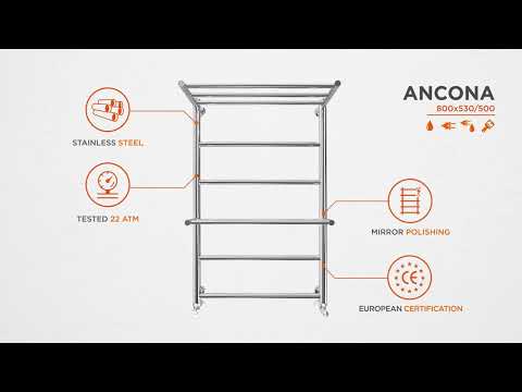 Водяной полотенцесушитель Mario Анкона 1.1.3902.01.P (4820111351749, 800x530, хром/сатин/белый глянец/черный матовый/золото/бронза, с полкой)