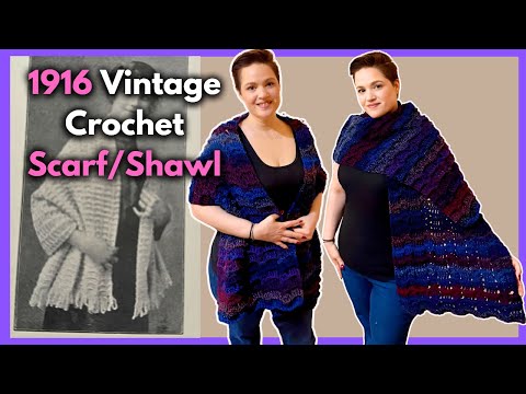 Get Ready to WOW with This One Simple 1916 Vintage Crochet Shawl/Scarf!