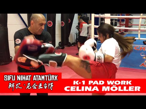 Celina Möller K-1 & Kickboxing Pad Work with Sifu Nihat Atamtürk