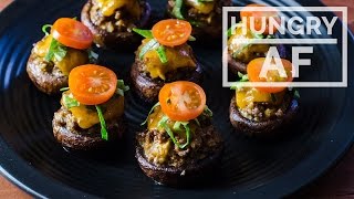 Cheeseburger Stuffed Mushrooms | Hungry AF