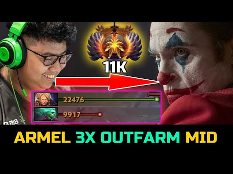 ARMEL 3X OUTFARM ENEMY MID - BEST HERO INVOKER 11KMMR PICK