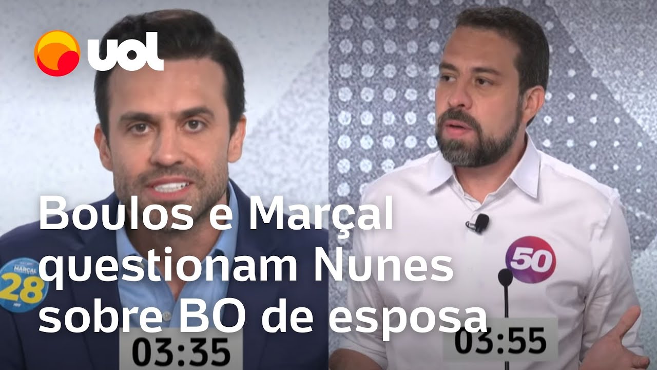 Debate UOL/Folha: Boulos e Marçal questionam Nunes sobre boletim de ocorrência da esposa do prefeito