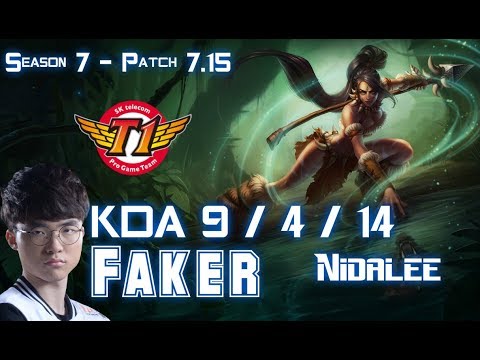 SKT T1 Faker NIDALEE vs KAYN Jungle - Patch 7.15 KR Ranked