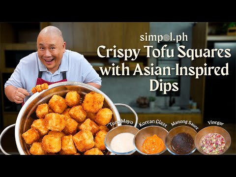 Crispy Tofu Squares with 4 Easy Asian-Inspired Dips