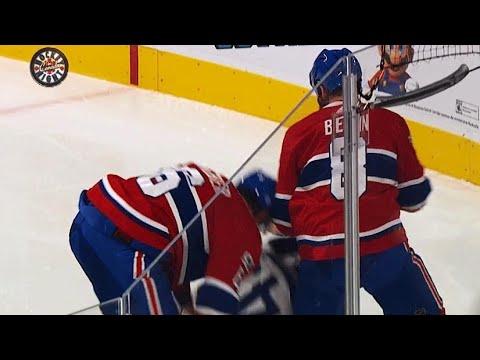 Nazem Kadri gets jumped by Jordie Benn, Shea Weber after delivering hit