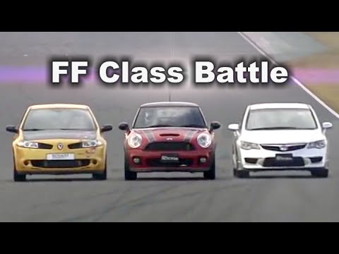 [ENG CC] FF Class Battle - Civic Type R FD2, Megane R26R, Works Mini Cooper Tsukuba 2010