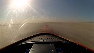 preview picture of video 'Nebulous Theorem III Streamliner 223mph record @ El Mirage 6/10/12 in car vid E/GS'
