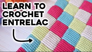 HOW TO CROCHET ENTRELAC STITCH: tunisian crochet patchwork, step by step crochet tutorial