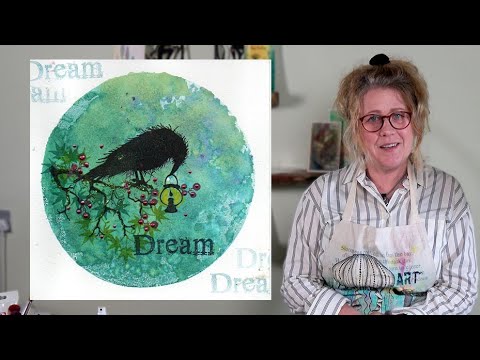 Barric the Crow on a Roland Gel Press Background by Tracey Dutton - A Lavinia Stamps Tutorial