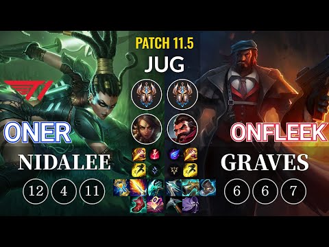 T1 Oner Nidalee vs OnFleek Graves Jungle - KR Patch 11.5