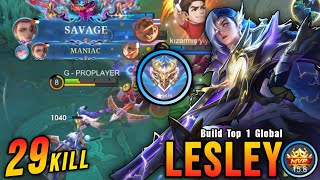Download lagu 29 Kills   SAVAGE!! Lesley WipeOut All Enemies!! - Build Top 1 Global Lesley ~ MLBB mp3
