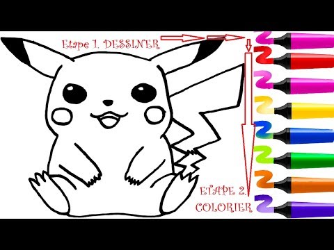 Dessin facile Pokemon et Coloriage POKEMON Pikachu! Dessiner et colorier POKEMON Coloriage magique!