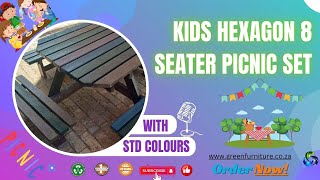 ♻️ Hexagon Happiness:  Kids 8 Seater Picnic Set! | GreenFurniture