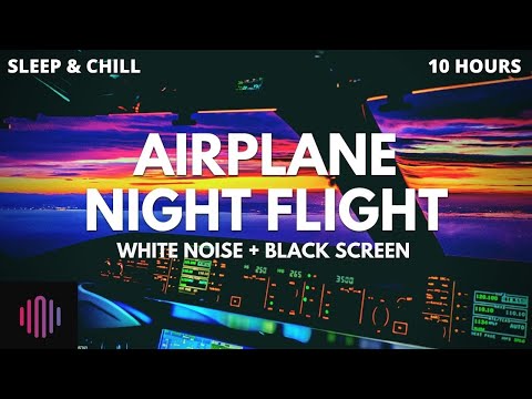 Airplane cabin white noise  / 10 Hour night flight with black screen for sleeping