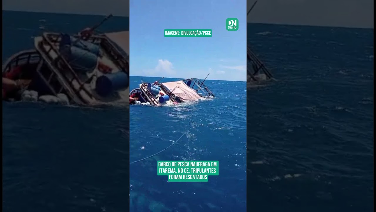 Imagem da notícia Barco de pesca naufraga em Itarema, no CE; tripulantes foram resgatados