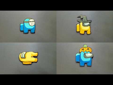 AMONG US Halloween Pancake - Witch Hat Jason, Jack-o-Lantern DeadBody