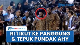 Momen Prabowo Mendadak Ikut Naik Panggung lalu Tepuk Pundak AHY, Suasana Perayaan Natal Pecah
