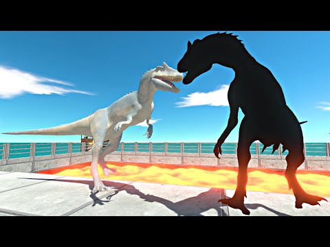 Wild Predator Team vs Shadow Itself on Small Lava Bridge - Animal Revolt Battle Simulator