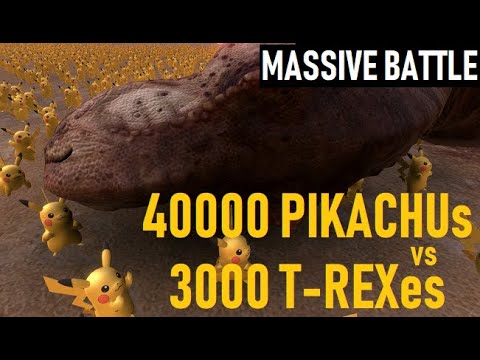 PIKACHU battles dinosaur T-REX (40000 vs 3000) | Ultimate Epic Battle Simulator 2022