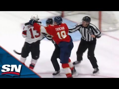 Panthers' Matthew Tkachuk Jumps At Nico Hischier After Devils' Empty Net Goal