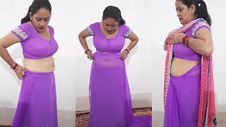 how to wearing purple color saree  _ best draping 