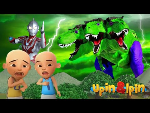Upin Ipin dan Ultraman Ribut Melawan Dinosaurus Tirex Kepala Tiga