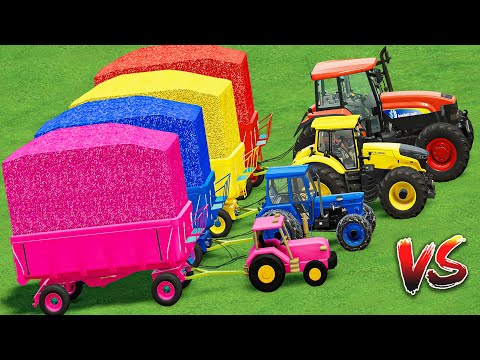Tiny to MEGA Tractors! EXTREME Muddy Parkour VS OVERLOAD Transport Challenge with Tractor - FS22