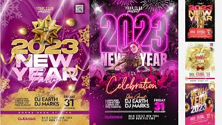 2023 New Year Flyer In PSD Files Photoshop Tutorial Part 3