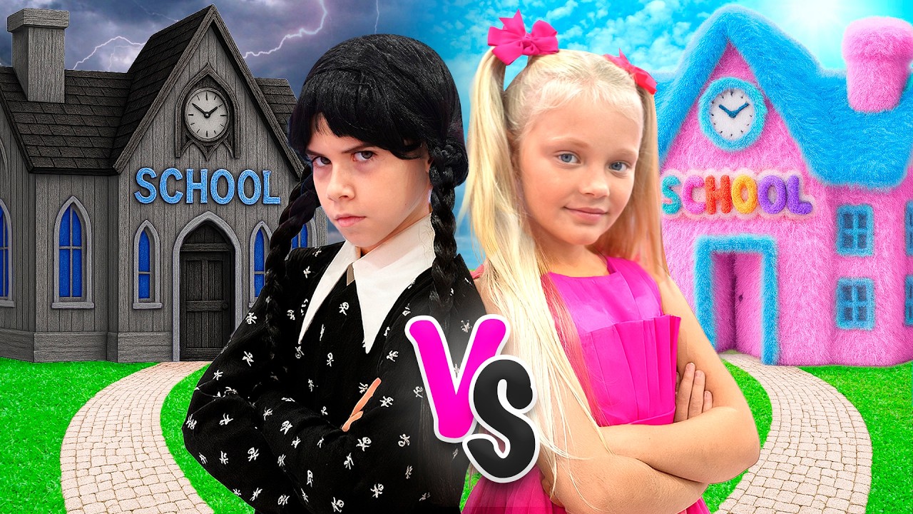 Eva plays in Cardboard VS Fluffy School for kids