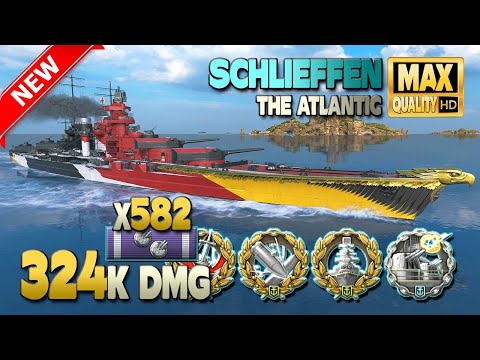 Battleship Schlieffen: +300k on map The Atlantic - World of Warships