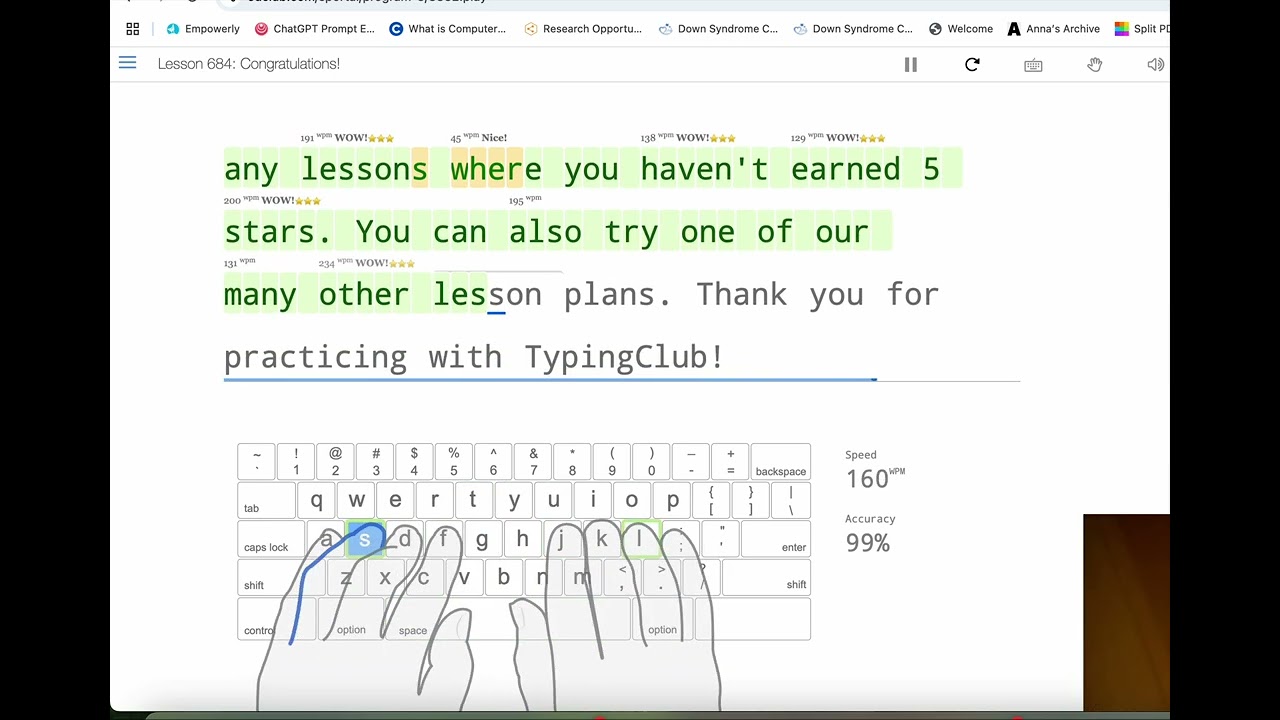 Silver Stars on the Final Lesson of Typing Club!