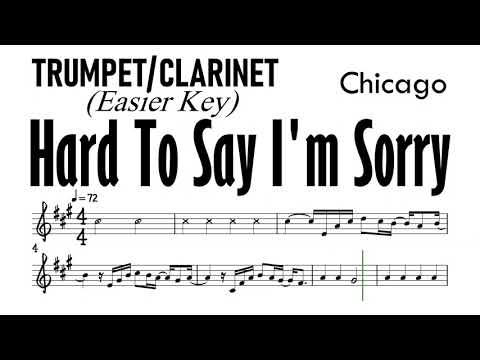 Hard To Say I'm Sorry Trumpet Clarinet Easier Key Sheet Music Backing Track Partitura Chicago