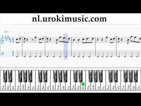 Piano Leren Spelen (rechter hand) David Guetta, Justin Bieber - 2U Tablatura Deel#2 um-i799