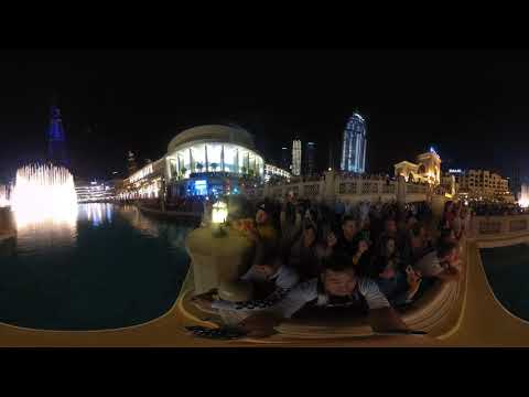 Dubai Fountain Show in 360 around Sunset 2019