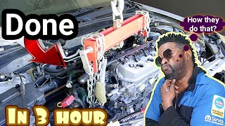 Super fast engine swap done on this Acura in 3 hours tops. The life of a ENGINE MECHANIC. Fun vlogg.