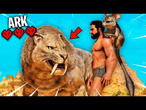 ¡TAMEO un DIENTES de SABLE en el DESIERTO! ARK Survival ASCENDED 3 VIDAS
