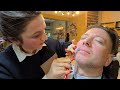 19 Yr Old BARBER GIRL DOES HER BEST Face Threading Hair Plucking Shave Face Massage Georgia